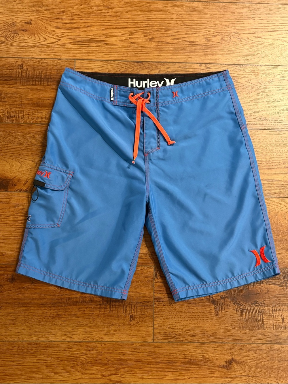 Hurley Blue Board Shorts Swim Trunks Surf Size 33 21” Outseam
